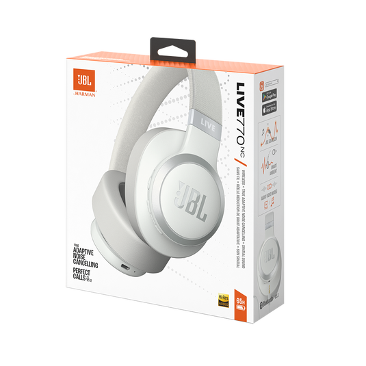 JBL Live 770NC - White - Wireless Over-Ear Headphones with True Adaptive Noise Cancelling - Detailshot 15 image number null