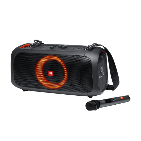 JBL PartyBox On-The-Go - Black - Portable party speaker with built-in lights and wireless mic - Hero image number null