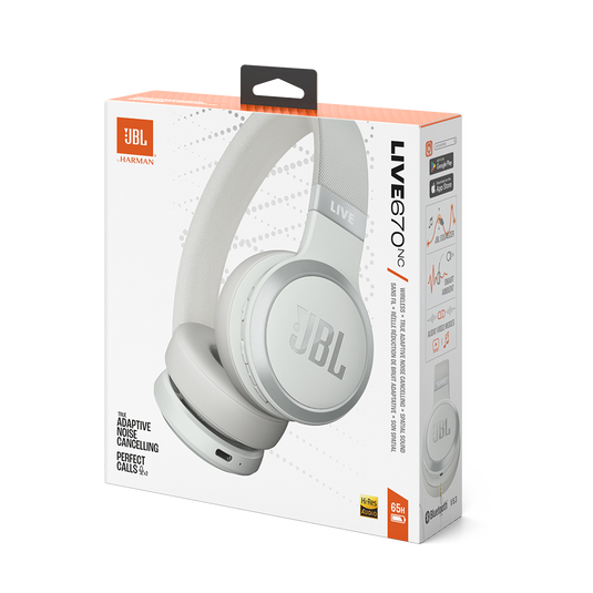 JBL Live 670NC - White - Wireless On-Ear Headphones with True Adaptive Noise Cancelling - Detailshot 10 image number null