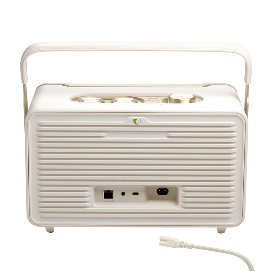 JBL Authentics 300 - White - Portable smart home speaker with Wi-Fi, Bluetooth and voice assistants with retro design. - Back image number null