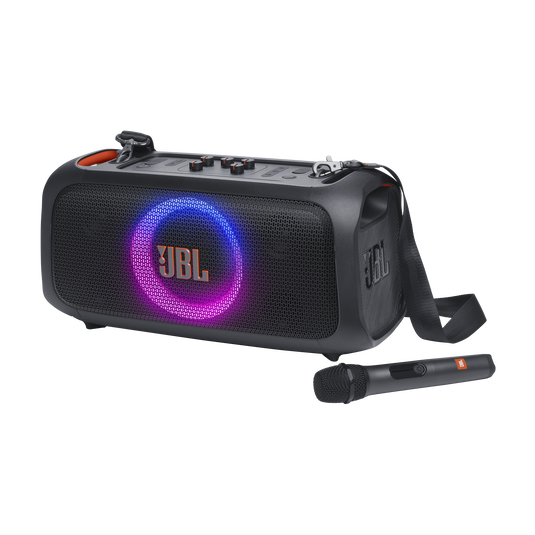 JBL PartyBox On-the-Go Essential - Black - Portable party speaker with built-in lights and wireless mic - Hero image number null