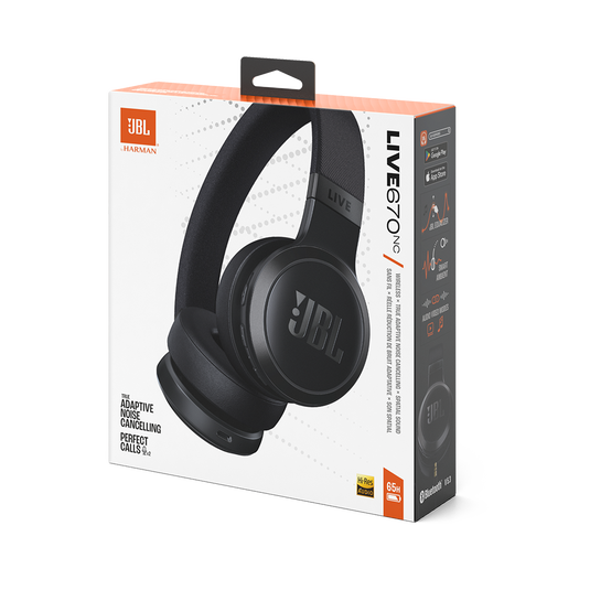 JBL Live 670NC - Black - Wireless On-Ear Headphones with True Adaptive Noise Cancelling - Detailshot 10 image number null