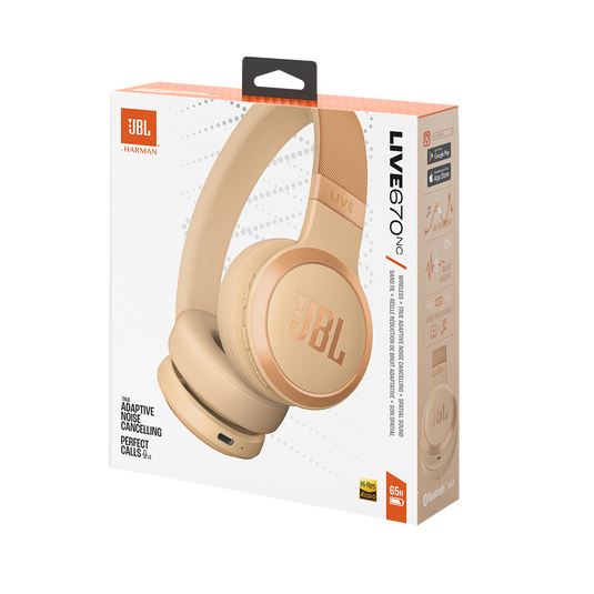 JBL Live 670NC - Sandstone - Wireless On-Ear Headphones with True Adaptive Noise Cancelling - Detailshot 15 image number null