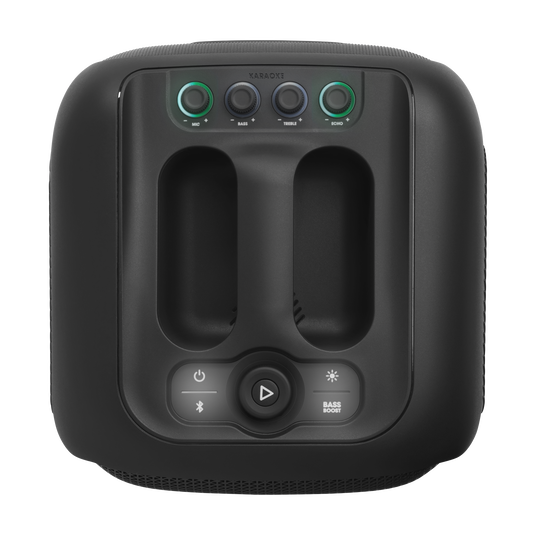 JBL PartyBox Encore - Black - Portable party speaker with 100W powerful sound, built-in dynamic light show, included digital wireless mics, and splash proof design. - Top image number null