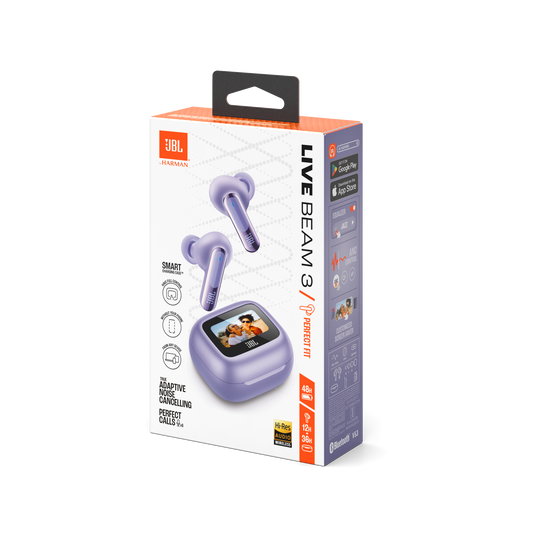 動作極美品！　JBL LIVE BEAM 3 パープル JBL Live Beam 3 | True wireless noise-cancelling closed-stick earbuds