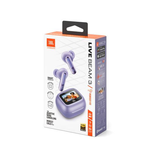 JBL Live Beam 3 - Purple - True wireless noise-cancelling closed-stick earbuds - Detailshot 15 image number null